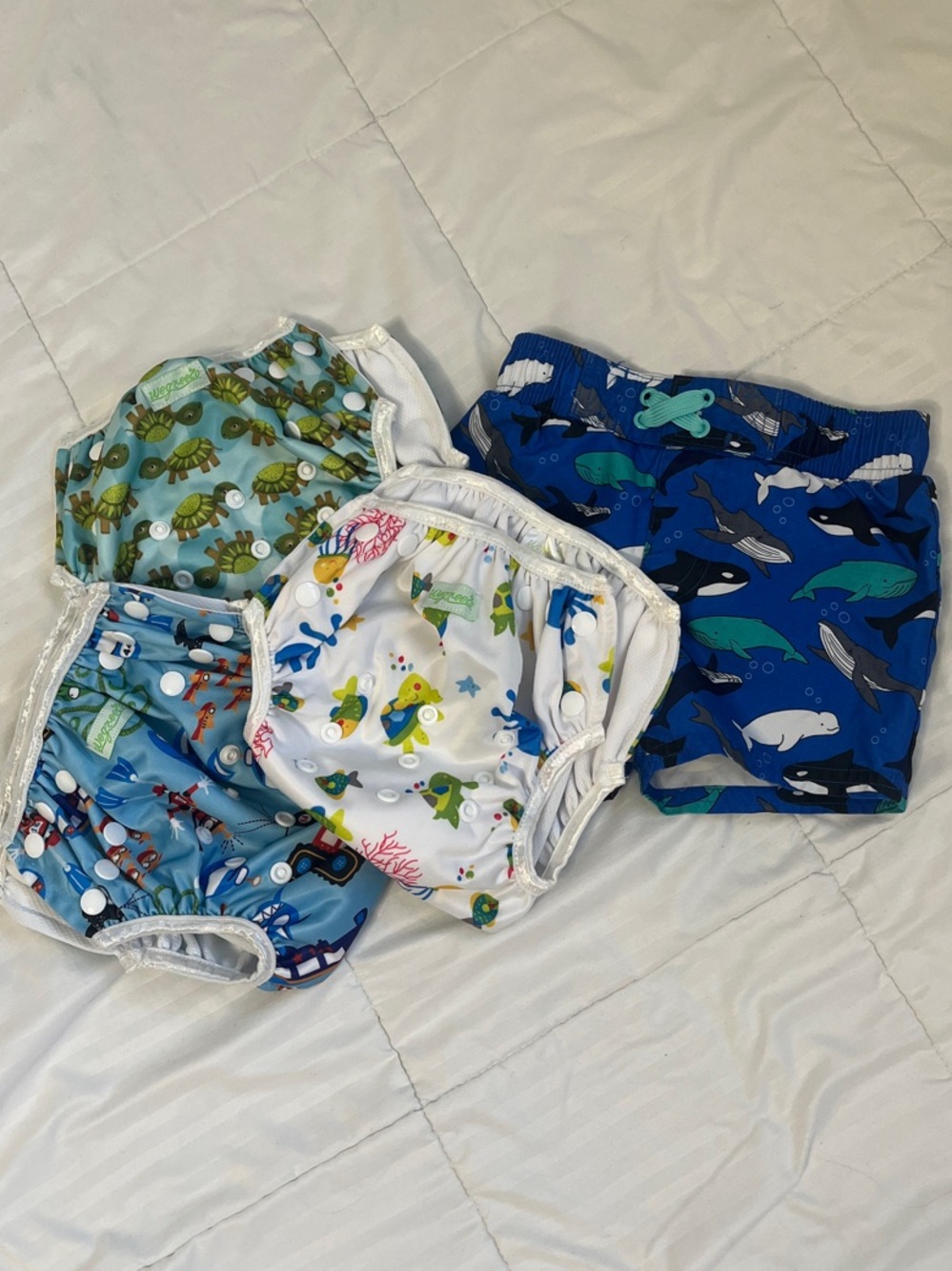 Cat & Jack Kids Swim Diaper & Trunks Set - Blue, White, Green